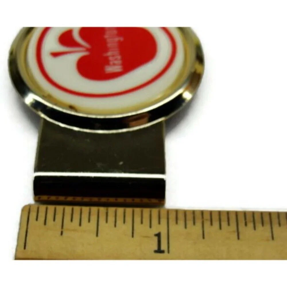 Money Clip Stainless Steel Washington Apples Advertisement Cash Holder Silver